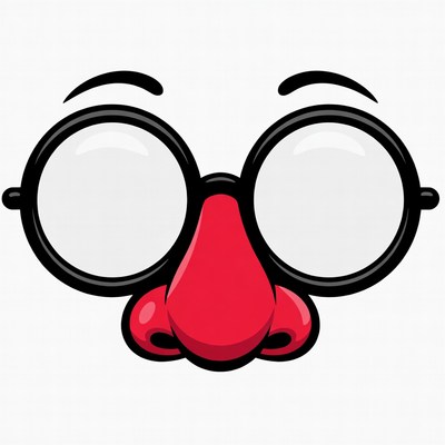 Cartoon Glasses with Red Nose