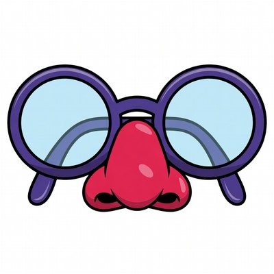 Purple Glasses with Red Nose Clipart