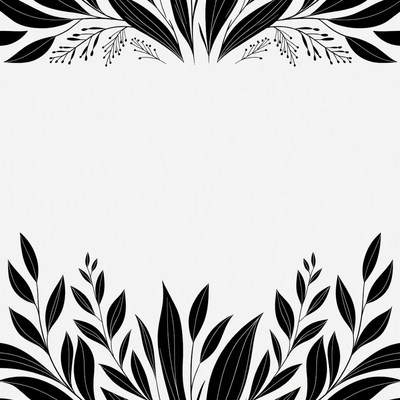 Black Silhouette Leaf Frame