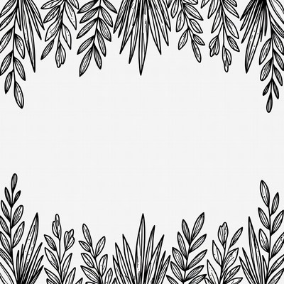 Leafy Plant Border Frame Illustration