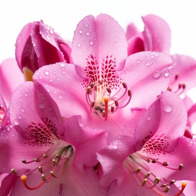 Pink Rhododendron Flower with Water Droplets