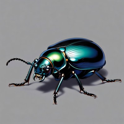 Shiny Green Metallic Beetle