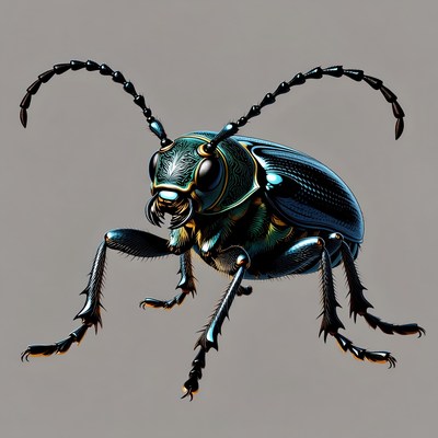 Shiny green metallic beetle