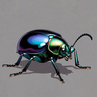 Iridescent Green Metallic Beetle