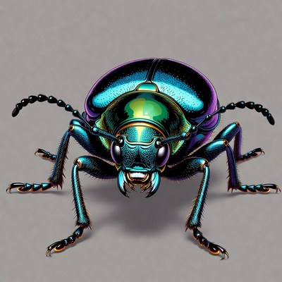 Iridescent Green Metallic Beetle