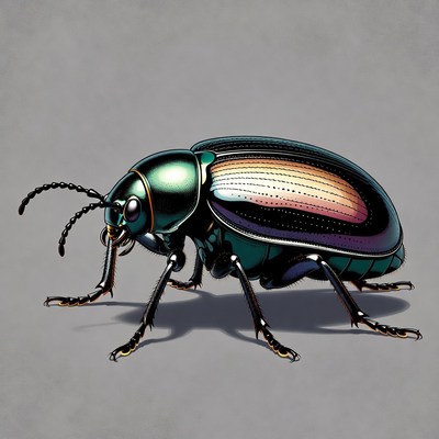 Shiny Green Metallic Beetle Illustration