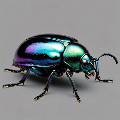 Shiny iridescent green beetle