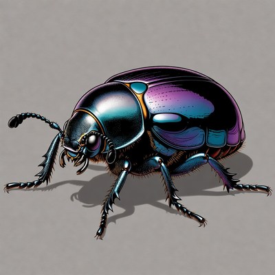 Shiny Metallic Iridescent Beetle Illustration