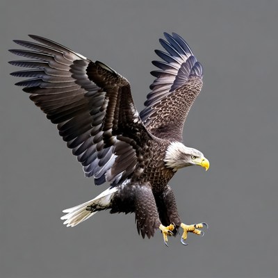 Bald eagle flying with wings spread