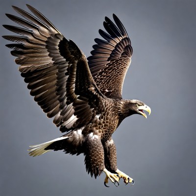 Bald eagle flying with wings spread