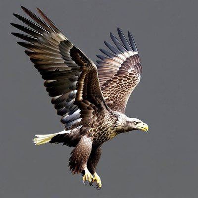 Bald eagle flying with wings spread