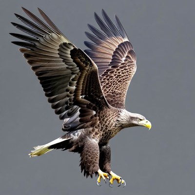 Eagle flying with wings spread