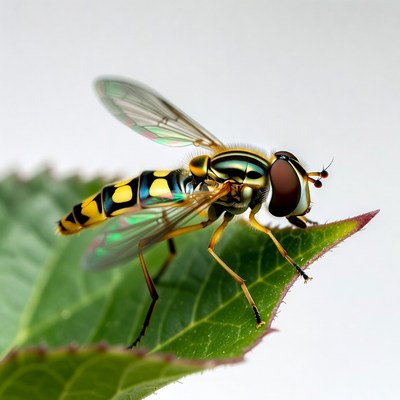 Yellow-striped Hoverfly on Leaf