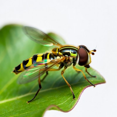 Yellow-banded Hoverfly on Leaf