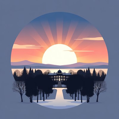 Sunset Over Snowy Grand Chateau