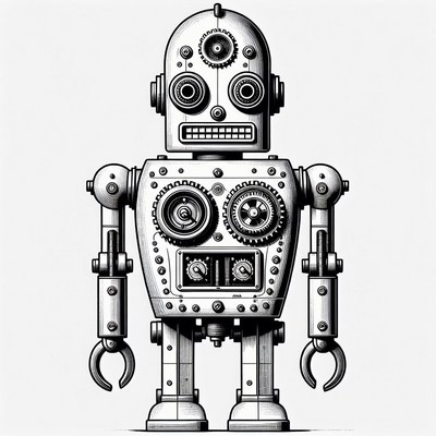 Vintage Steampunk Robot Illustration