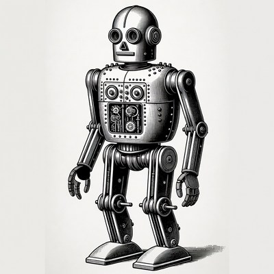 Vintage Robot Standing Illustration