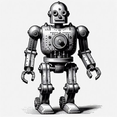 Vintage Silver Robot Standing
