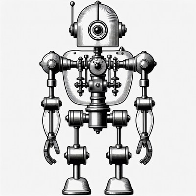 Steampunk Robot Illustration
