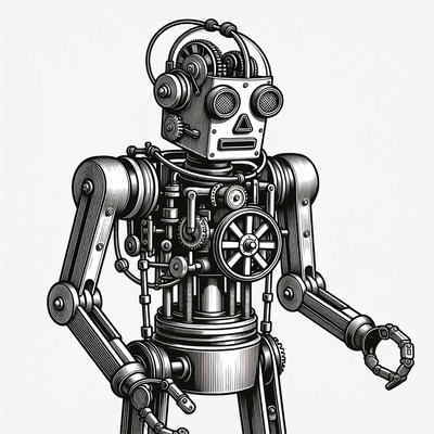 Steampunk Robot Illustration