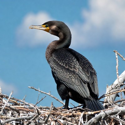 Double-crested Cormorant on Nest