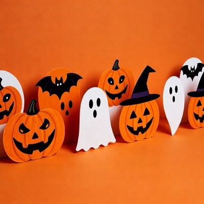 Halloween pumpkins ghosts bats cutouts