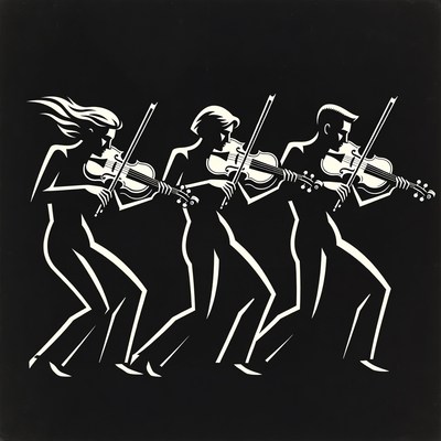 Silhouette Trio Playing Violins