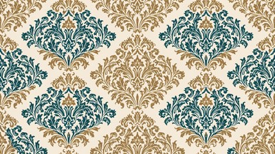 Teal Gold Damask Wallpaper Pattern