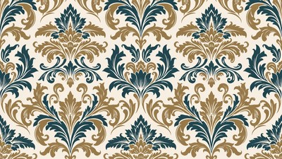 Gold and Teal Baroque Pattern