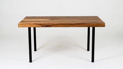 Wooden Table with Black Metal Legs
