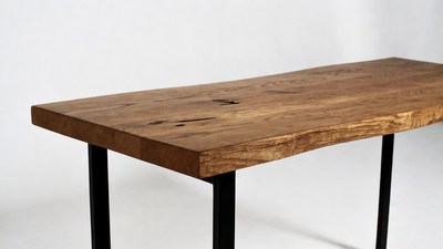 Rustic Wood Slab Desk with Metal Legs