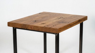 Rustic Oak Wood Side Table