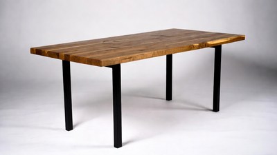Rustic Wooden Table with Black Metal Legs