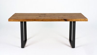 Rustic Wooden Bench with Black Metal Legs