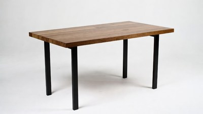Wooden Table with Black Metal Legs