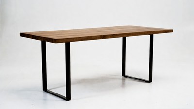 Wooden Table with Black Metal Legs