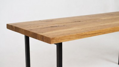 Oak Wood Dining Table Black Legs