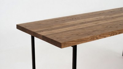Wooden Table with Black Metal Legs