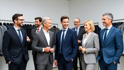 Business professionals in suits chatting