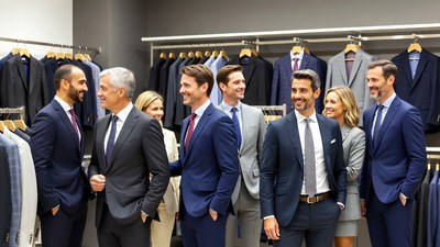 Business professionals in suit store