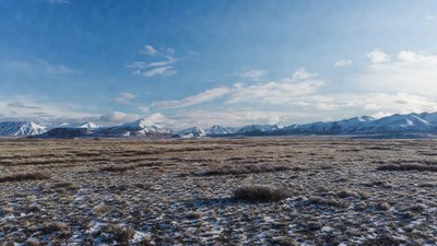 Snowy Mountains and Tundra Landscape