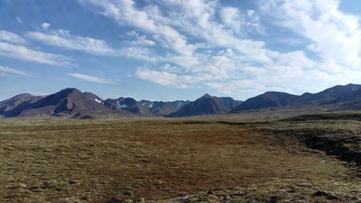 Snow-capped Mountains in Vast Tundra