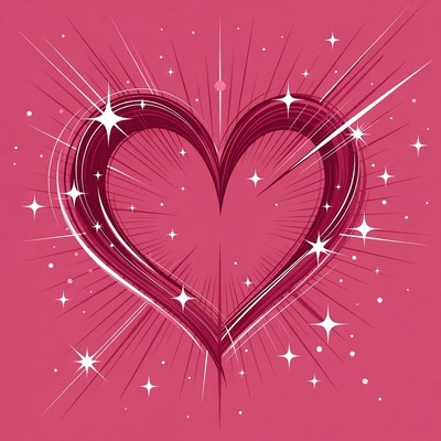 Shiny Pink Heart with Stars