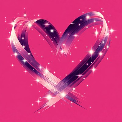 Shiny Pink Heart with Stars
