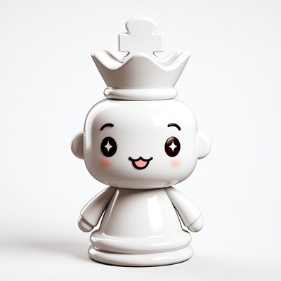 Cute chibi white chess queen