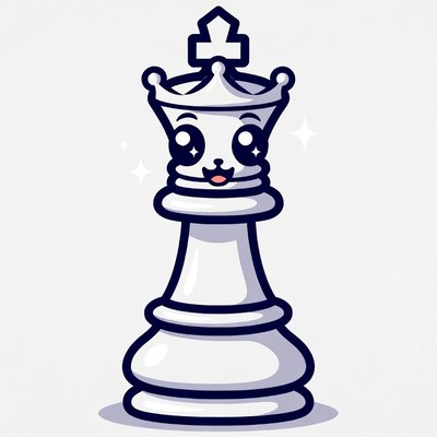Cute Kawaii Chess King Illustration