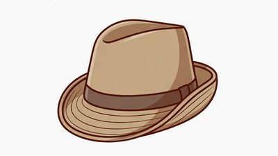 Beige Fedora Hat Illustration