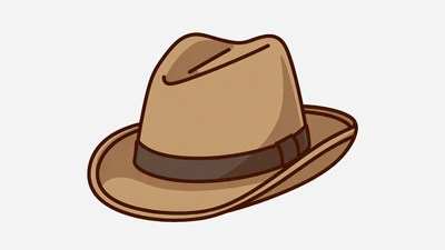Brown Fedora Hat Illustration
