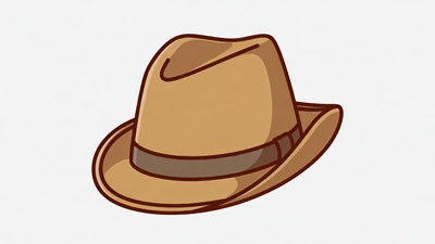 Brown fedora hat illustration