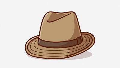Brown fedora hat illustration